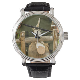 lederen riem van Joiner/Woodworker Horloge