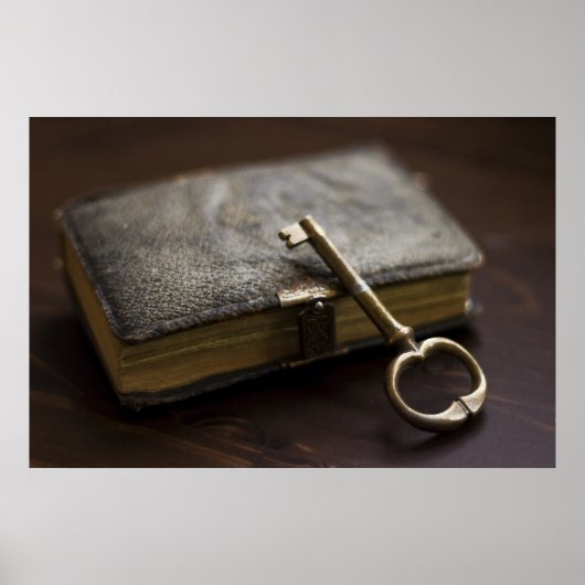 Lederen rond handboek onder vergrendeling en sleut poster (Voorkant)