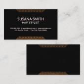 lederen sierstrip | Zwarte achtergrond geometrisch Visitekaartje (Voorkant / Achterkant)