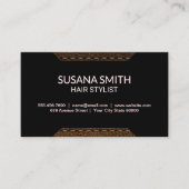 lederen sierstrip | Zwarte achtergrond geometrisch Visitekaartje (Voorkant)