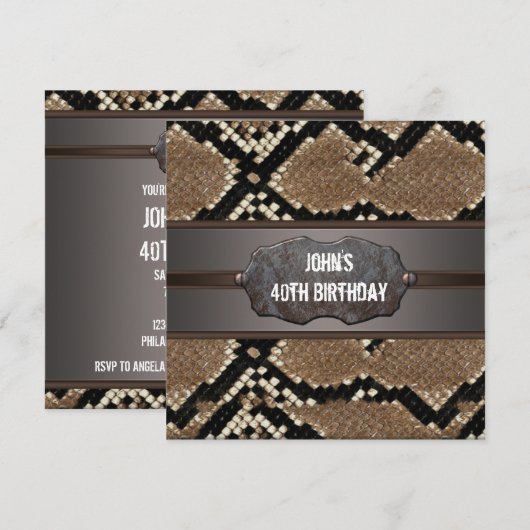 Lederen Snake Skin verjaardagsfeestje Kaart (Voorkant / Achterkant)