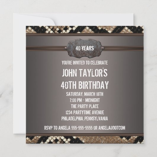 Lederen Snake Skin verjaardagsfeestje Kaart (Achterkant)