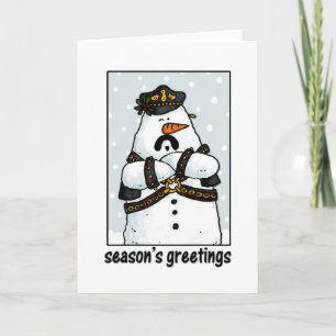 lederen sneeuwman voor papa feestdagen kaart