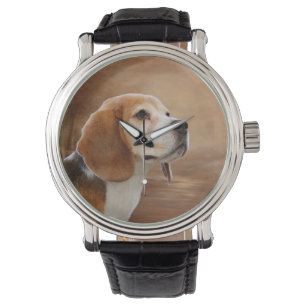  lederen staafje van beagle, zwart leder horloge