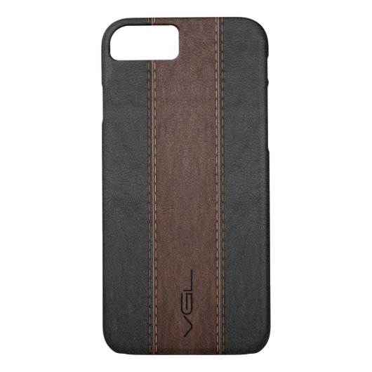 lederen strepen in zwart & bruin Case-Mate iPhone case (Achterkant)