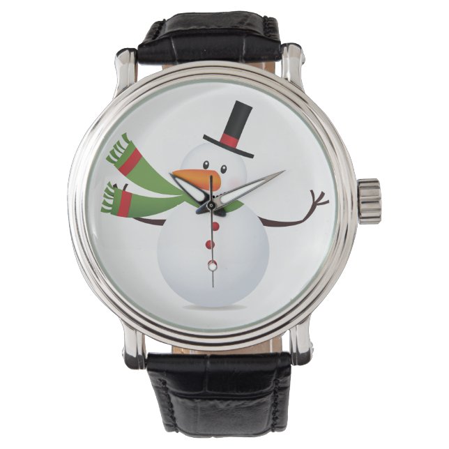  lederen strop met golfkarrot Snowman Horloge (Voorkant)