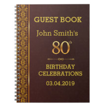  lederen textuur 80th Birthday Guestbook