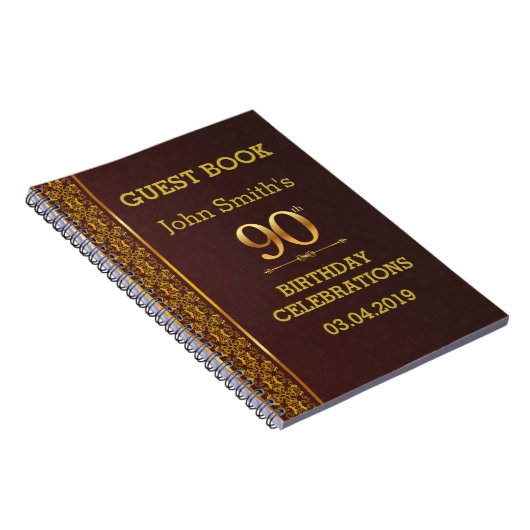  lederen textuur 90th Birthday Guestbook Notitieboek (Rechterzijde)