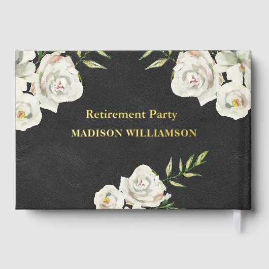 Lederen textuur Bloemen Pensioen Partij Gouden Fol Gastenboek (Achterkant)