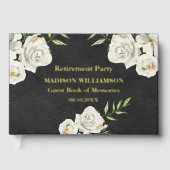 Lederen textuur Bloemen Pensioen Partij Gouden Fol Gastenboek (Voorkant)