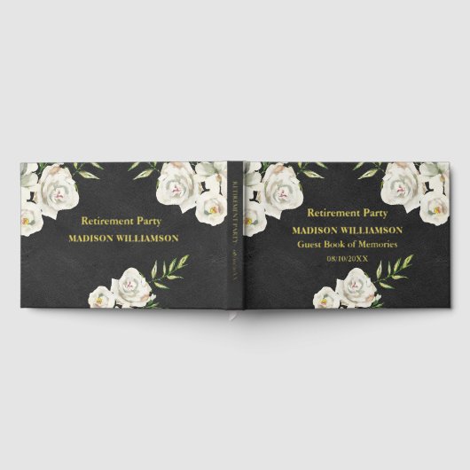 Lederen textuur Bloemen Pensioen Partij Gouden Fol Gastenboek (Volledig)