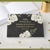 Lederen textuur Bloemen Verjaardagsfeest Gouden Fo Gastenboek