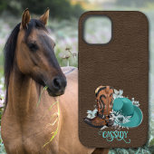 Lederen textuur cowgirl brown turkooise Case-Mate iPhone case