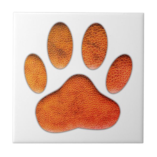 lederen textuur Dog Paw Print Tegeltje (Voorkant)