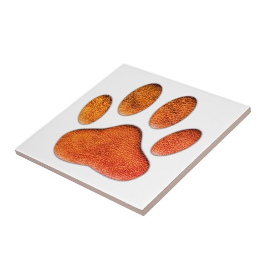  lederen textuur Dog Paw Print Tegeltje (Zijkant)