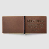  lederen textuur gegraveerd script bruiloft gastenboek (Volledig)