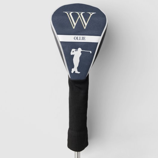 Lederen textuur gepersonaliseerde Initialen golfsc Golfheadcover (Voorkant)