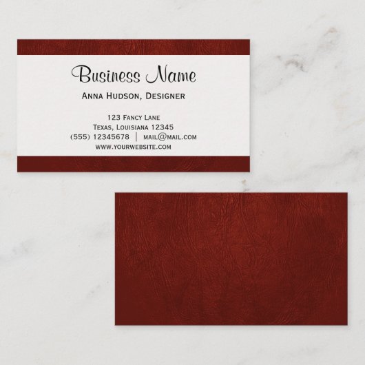 Lederen textuur, lederen achtergrond - rood visitekaartje (Voorkant / Achterkant)
