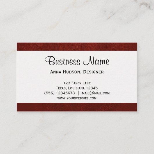 Lederen textuur, lederen achtergrond - rood visitekaartje (Voorkant)