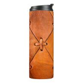 Lederen textuur. thermosbeker (Gedraaid links)