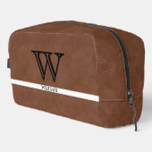 Lederen textuur Zwart Monogram Naam Dopp Kit Toilettasje (Rechterhoek)