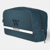 Lederen textuur zwart monogram Naam Toilettasje (Rechterhoek)