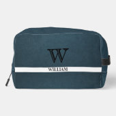 Lederen textuur zwart monogram Naam Toilettasje (Achterkant)