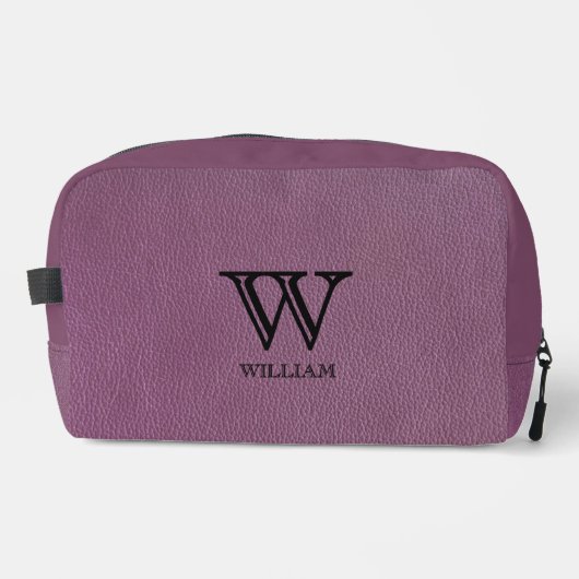 Lederen textuur zwart monogram Naam Toilettasje (Voorkant)