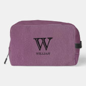 Lederen textuur zwart monogram Naam Toilettasje (Achterkant)