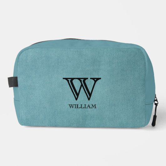 Lederen textuur zwart monogram Naam Toilettasje (Voorkant)