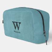 Lederen textuur zwart monogram Naam Toilettasje (Rechterhoek)