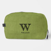 Lederen textuur zwart monogram Naam Toilettasje (Voorkant)