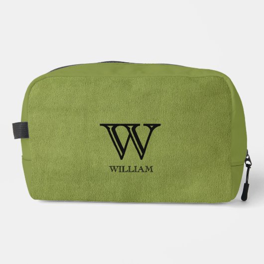 Lederen textuur zwart monogram Naam Toilettasje (Voorkant)