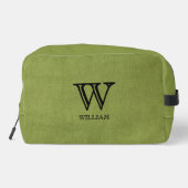 Lederen textuur zwart monogram Naam Toilettasje (Achterkant)