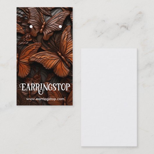 Lederen vlinder design patroon oorbel Kaarten Visitekaartje (Voorkant / Achterkant)