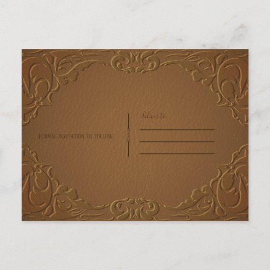 Lederen Western Wild West Cowboy Bewaar de datum Aankondigingskaart (Achterkant)