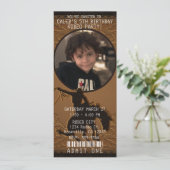 Lederen Western Wild West Cowboy Verjaardagsfoto Kaart (Staand voorkant)