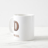 Lederen Westers Initiaal Monogram D Koffiemok (Voorkant links)
