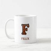 Lederen Westers Initiaal Monogram F Koffiemok (Links)