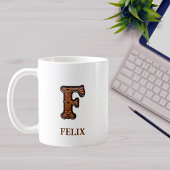 Lederen Westers Initiaal Monogram F Koffiemok