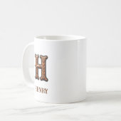 Lederen Westers Initiaal Monogram H Koffiemok (Voorkant links)
