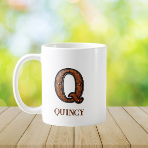 Lederen Westers Initiaal Monogram Q Koffiemok