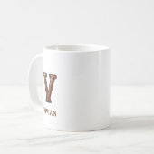 Lederen Westers Initiaal Monogram V Koffiemok (Voorkant links)