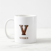 Lederen Westers Initiaal Monogram V Koffiemok (Links)