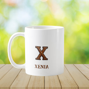 Lederen Westers Initiaal Monogram X Koffiemok