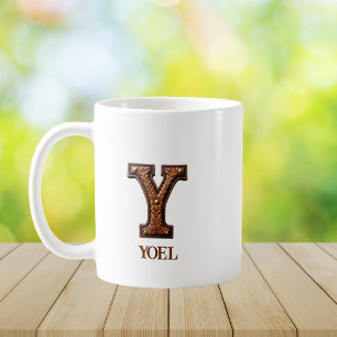 Lederen Westers Initiaal Monogram Y Koffiemok