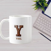 Lederen Westers Initiaal Monogram Y Koffiemok