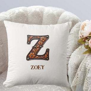 Lederen Westers Initiaal Monogram Z Kussen