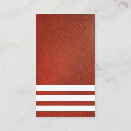Lederen witte strepen visitekaartje (Achterkant)