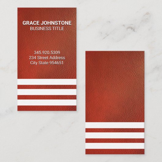 Lederen witte strepen visitekaartje (Voorkant / Achterkant)